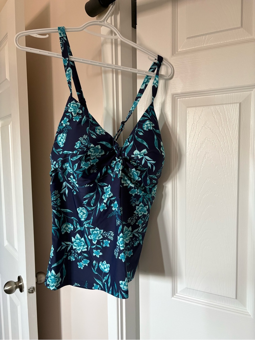 Navy Floral One-Piece Swimtop with Teal Botanical Print